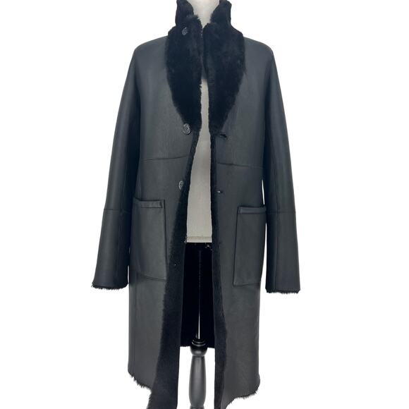 Joseph Britanny Reversible Leather & Fur Coat in Black Size 32, US 0 - Picture 9 of 15